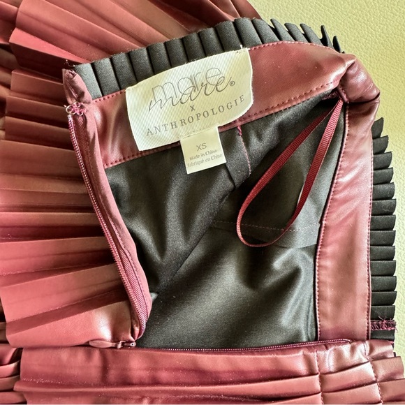 Anthropologie TIERED FAUX LEATHER MINI SKIRT | Color Plum | Size XS - Picture 5 of 8